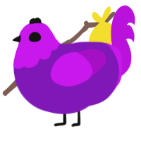 Silent Destroyer, a violet and amethyst chicken with a head pattern