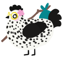 Ecstasy, a white and sable chicken with a speckle pattern
