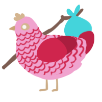 Strawberry, a pink and crimson chicken with a lace pattern