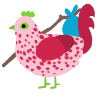 Strawberry, a rose and crimson chicken with a speckle pattern