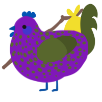 Liberal Joker, a violet and olive chicken with a speckle pattern