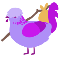 Freckles, a lilac and amethyst chicken with a neck-speckle pattern