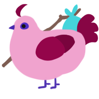 Grapefruit, a pink and maroon chicken
