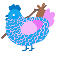 Candy, a sky and lavender chicken with a lace pattern