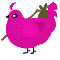 Female, a fuchsia chicken with a half-lace pattern