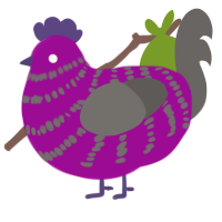 (unnamed), a plum and grey chicken with a bar pattern