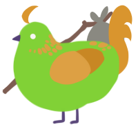 quin, a grass and orange chicken with a neck-speckle pattern