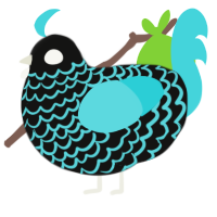 Galaxy, a black and aqua chicken with a lace pattern