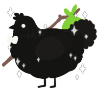 Little crow, a black and sable chicken with a neck-speckle pattern