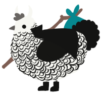 Calligraphy, a white and black chicken with a double-lace pattern