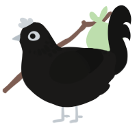digital winter, a sable and black chicken with a neck-speckle pattern