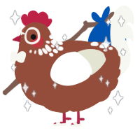gengerbread, a russet and white chicken with a neck-speckle pattern