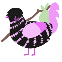 my chemical yuri, a sable and lavender chicken with a bar pattern