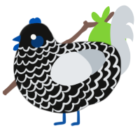 Blueberry, a black and mist chicken with a lace pattern