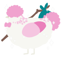 Pretty, a white and pink chicken with a neck-speckle pattern