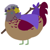 Senrie, a beige and maroon chicken with a half-lace pattern