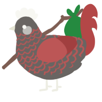 Ugly Duckling, a grey and red chicken with a lace pattern