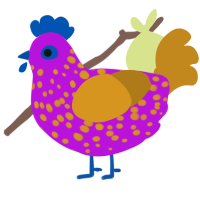 Adorbaborb, a amethyst and ochre chicken with a speckle pattern