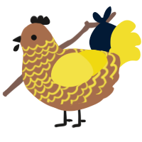Cocoa Pebbles, a brown and yellow chicken with a lace pattern