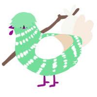 Minti, a spring and cream chicken with a bar pattern