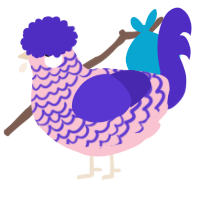 Lacecap Hydrangea, a rose and indigo chicken with a lace pattern