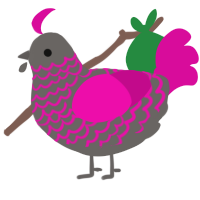 (unnamed), a grey and fuchsia chicken with a lace pattern