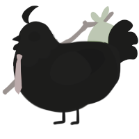 treat, a black chicken with a head pattern