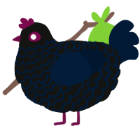 Paranoid, a black and tumblr chicken with a lace pattern