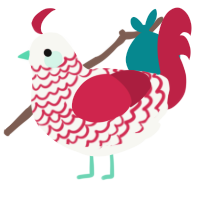 Crest 3D White, a white and crimson chicken with a lace pattern