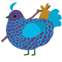 Eggplan, a overcast and cerulean chicken with a lace pattern