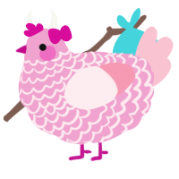 Ginger, a pink and rose chicken with a lace pattern