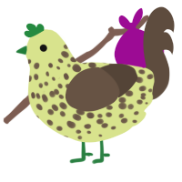 Alva, a lemon and bark chicken with a speckle pattern