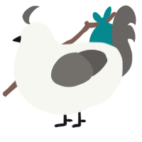 Graylist, a white and grey chicken