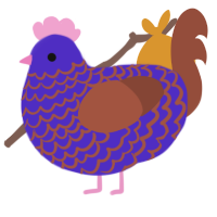 Grunkle Stunkle, a indigo and russet chicken with a lace pattern