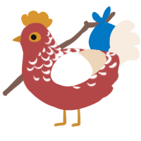 Apple Crumble, a red and cream chicken with a half-lace pattern
