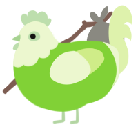 Key Lime Pie, a grass and apple chicken with a head pattern
