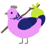 Messier 17, a lavender and navy chicken with a neck-speckle pattern