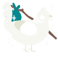 Calamity, a white chicken with a neck-speckle pattern