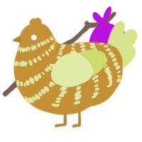 Gilderoy, a gold and lemon chicken with a bar pattern