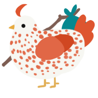 Orange Zest, a white and vermilion chicken with a speckle pattern