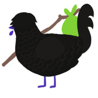 Horsegirl, a black and sable chicken with a lace pattern