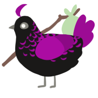 Pothica, a sable and plum chicken with a half-lace pattern