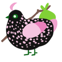 Master of Raves, a black and pink chicken with a speckle pattern