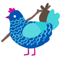 Voltage, a ultramarine and aqua chicken with a lace pattern