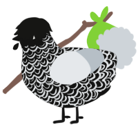 beyond the veil, a black and mist chicken with a double-lace pattern