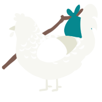 Wiwi, a white chicken with a half-lace pattern