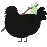 singed blackberry, a sable and black chicken with a double-lace pattern