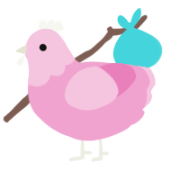Princess, a pink chicken with a head pattern