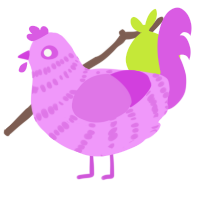 Cupcake, a lavender and orchid chicken with a bar pattern