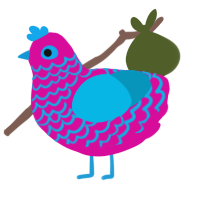 Poprockzs twin fr, a fuchsia and cerulean chicken with a lace pattern